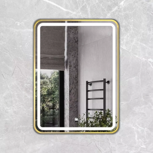 Зеркало с LED-подсветка, бесконтактный сенсор Comforty Ситара-60 00-00014165 матовое золото  фото