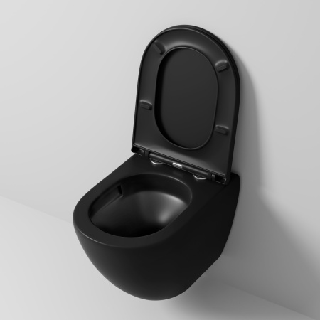 Унитаз подвесной Grossman GR-4455BMSQ с сиденьем, черный матовый фото