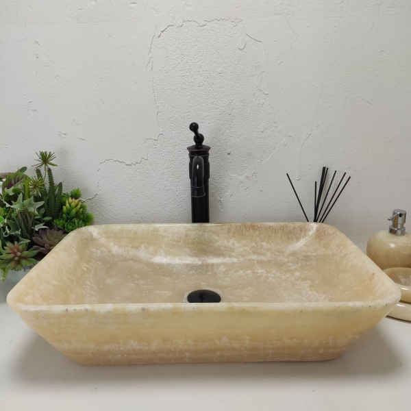 Накладная раковина из оникса Scuare Big Yellow SO-01539 (60*40*14) фото