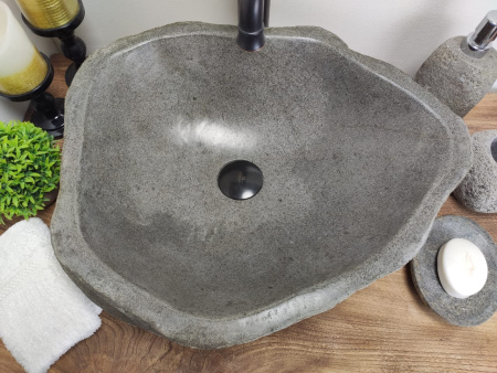 Накладная раковина из речного камня RS0602 (48*40*15) фото