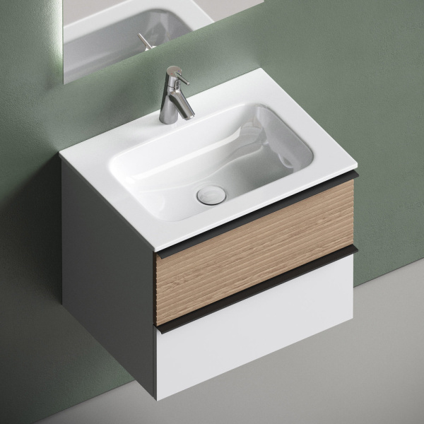 Тумба под раковину Sancos Delta DL60W дуб светлый/белый фото