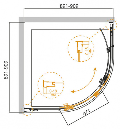 Душевой уголок Cezares Pratico PRATICO-R-1-90-C-Cr фото