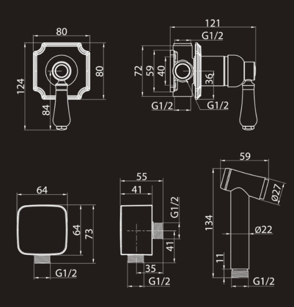 Гигиенический душ со смесителем Elghansa Terrakotta 34C0686-Black (Set-84) фото