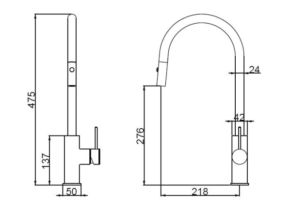 Смеситель для кухни с выдвижным изливом Vincea City VKF-2C1MB черный матовый фото