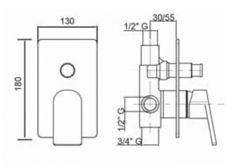 Смеситель для душа Cezares Tirreno TIRRENO-VDIM-01 (с внутренней частью) фото