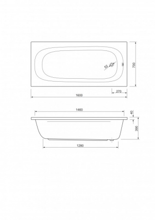 Акриловая ванна Cezares Piave PIAVE-160-70-42 160x70 фото