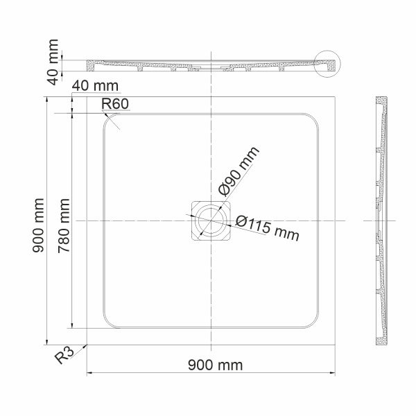 Поддон для душа WasserKRAFT Dinkel 58T03 90x90 фото