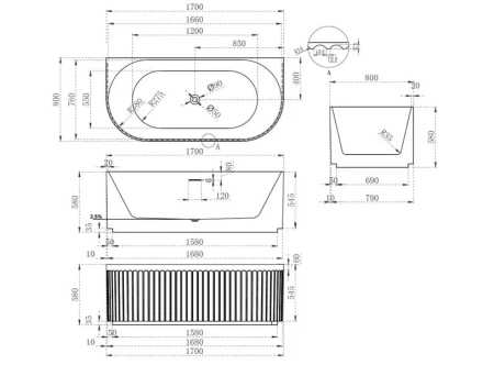 Ванна акриловая Abber AB9416-1.7 170x80 фото