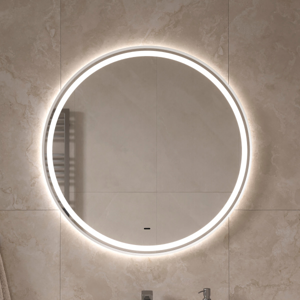 Зеркало с подсветкой, сенсорным выключателем EQUIL Астер/Aster zkASTER.D80-14 80x80 белое фото