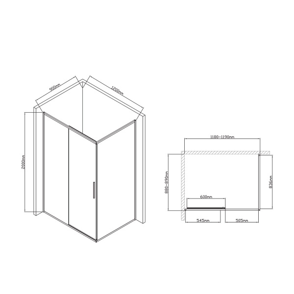 Душевой уголок Vincea Slim-U VSR-2SU9012CL 120x90 хром фото