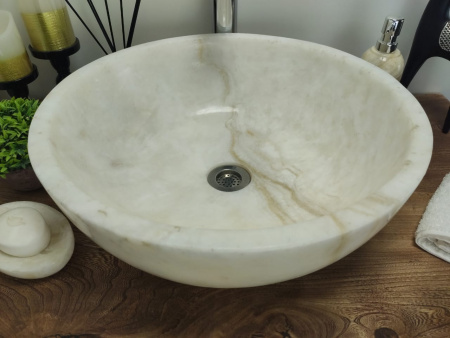 Накладная раковина из оникса Indo Bowl white Medium TinLip BO-00509 фото