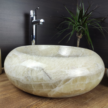 Накладная раковина из оникса Indo Donut Grey Medium DO-000163 фото