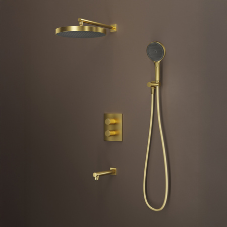 Душевая система скрытого монтажа с термостатом Iddis Duna DUNMGSTi68 матовое золото фото