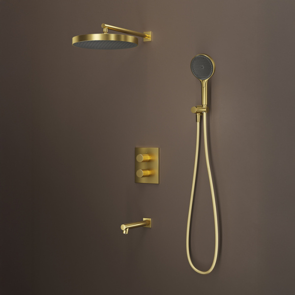 Душевая система скрытого монтажа с термостатом Iddis Duna DUNMGSTi68 матовое золото фото