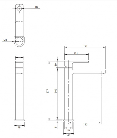 Высокий смеситель для раковины Omnires Baretti BA7812BL черный фото