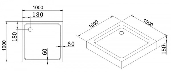 Поддон для душа Cezares Tray TRAY-A-A-100-15-W 100х100 фото