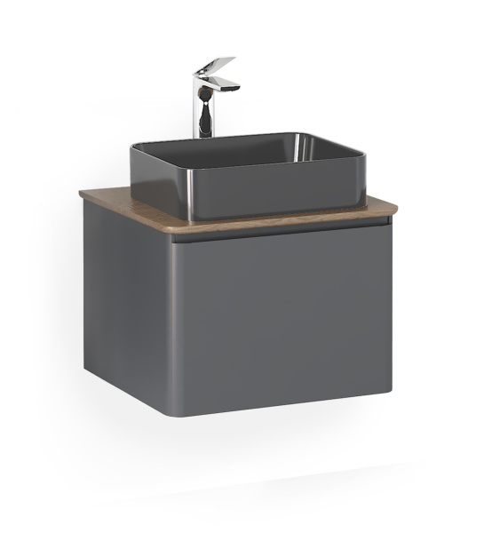 Тумба под раковину Raval Morelle 60 Mrl.01.60/P/A-T/RL антрацит/трюфель фото