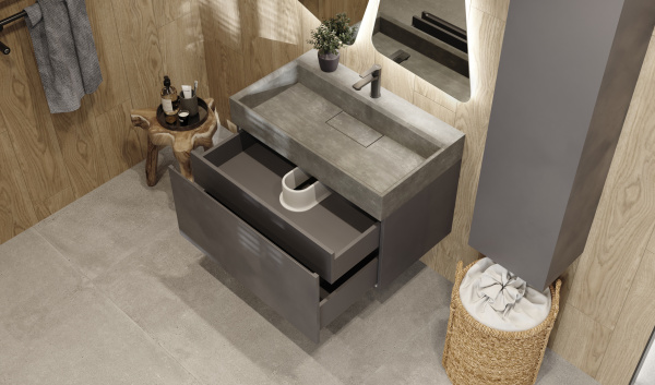 Тумба с раковиной Raval Facet Fac.01.80/P/A/RL 80 см антрацит фото