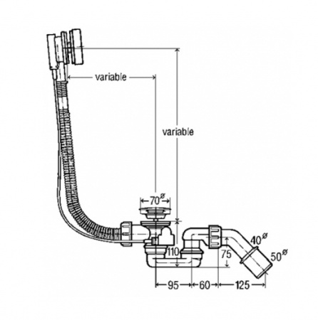 Слив-перелив для нестандартных ванн Viega Simplex 595678 (удлиненный) фото
