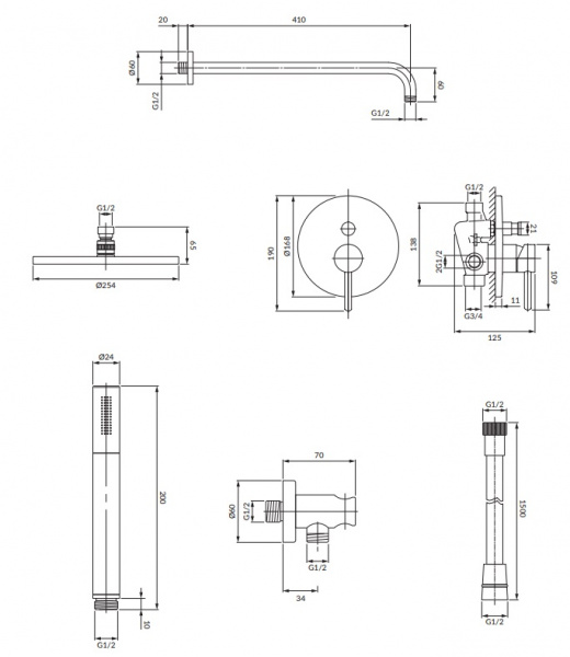 Душевая система для скрытого монтажа Omnires Y SYSY16NI никель фото