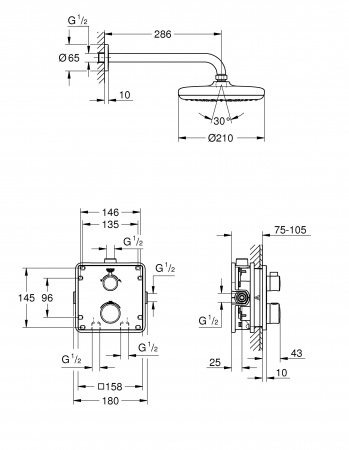 Душевая система скрытого монтажа Grohe Grohtherm Tempesta 210 34728000 фото