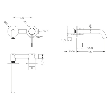 Настенный смеситель для раковины Timo Saona 2372/03SM Черный фото