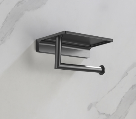 Держатель для туалетной бумаги с полочкой Timo Saona 13043/18 черное золото фото