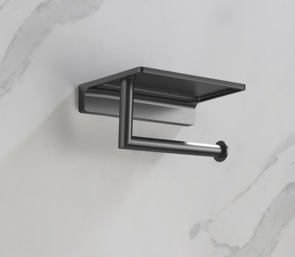 Держатель для туалетной бумаги с полочкой Timo Saona 13043/18 черное золото фото