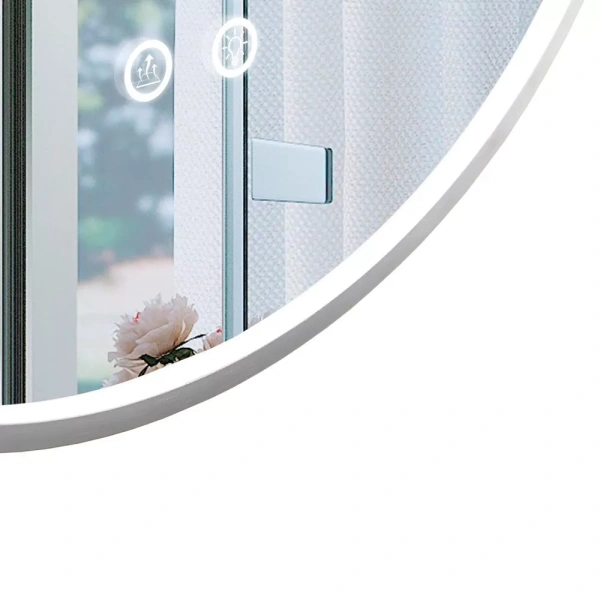 Овальное зеркало в серебряной алюминиевой раме Comforty Оникс 00-00014220CF 50x100 светодиодная подсветка, контактный сенсор, антизапотевание фото
