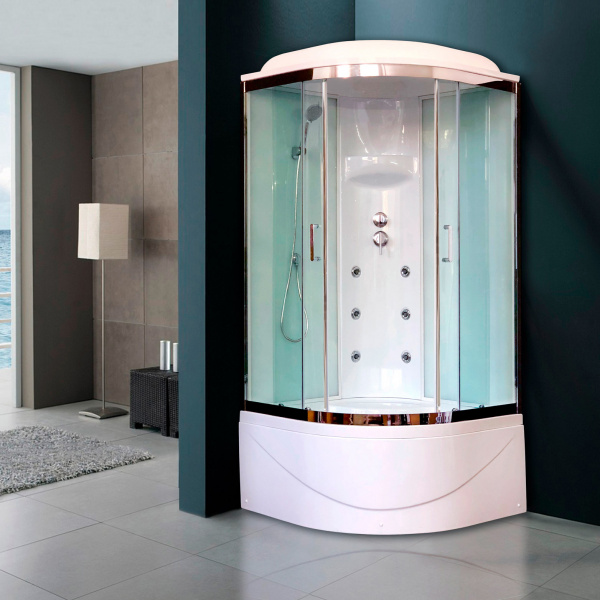 Душевая кабина Royal Bath ВК RB100BK3-WT-CH 100x100 фото