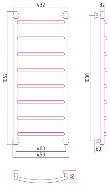 Полотенцесушитель водяной Сунержа Галант+ 100х40 с защитой 00-0200-1040 фото
