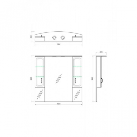 Зеркало-шкаф Kaksa Патина 004496 105 см бежевый с золотом фото