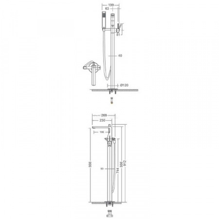 Напольный смеситель для ванны Bravat Arc F66061K-B3-ENG фото