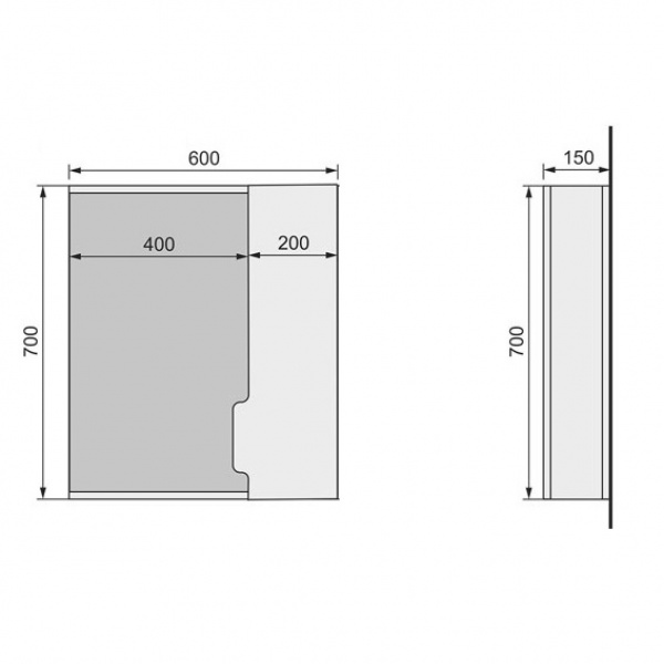 Зеркало-шкаф Jorno Moduo Slim Mod.03.60/W 60 см фото