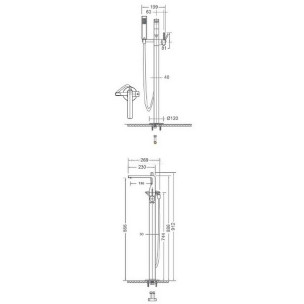 Напольный смеситель для ванны Bravat Arc F66061K-B3-ENG фото