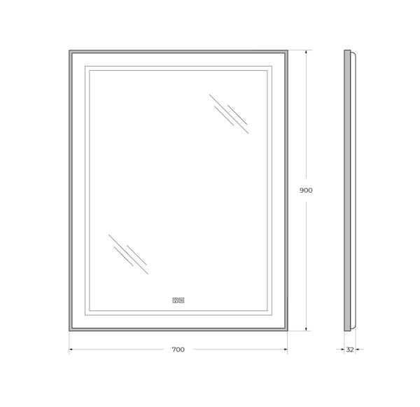 Зеркало с подсветкой, сенсорным выключателем и подогревом BelBagno SPC-KRAFT-700-900-LED-TCH-WARM-NERO 70x90 черное фото