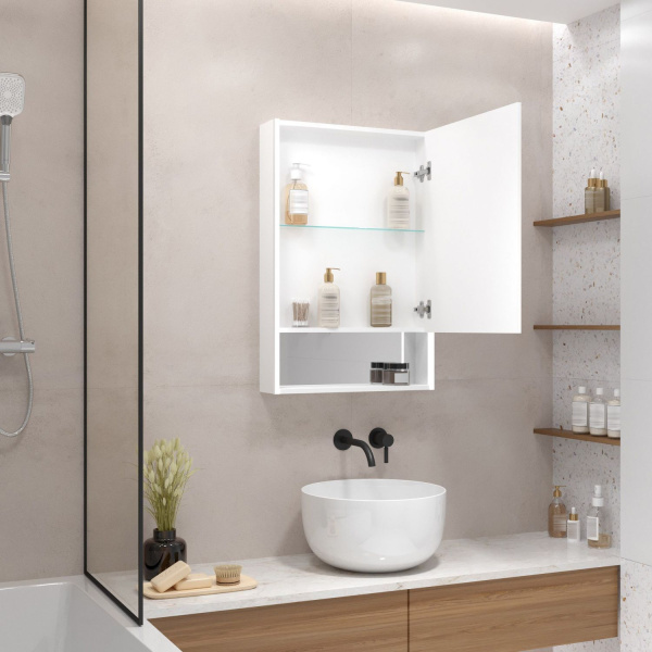 Зеркало-шкаф с подсветкой Art&Max Foggia  AM-Fog-500-800-1D-R-DS-F-White 50x80 фото