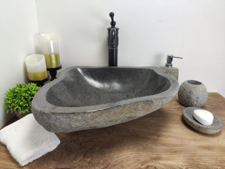 Накладная раковина из речного камня RS0619 (43*44*15) фото