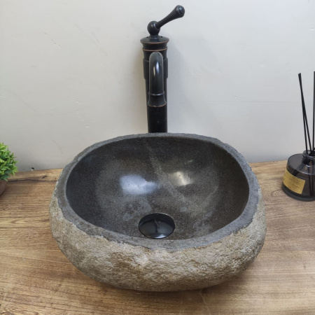 Накладная раковина из речного камня RS01148 (33*34*15) фото