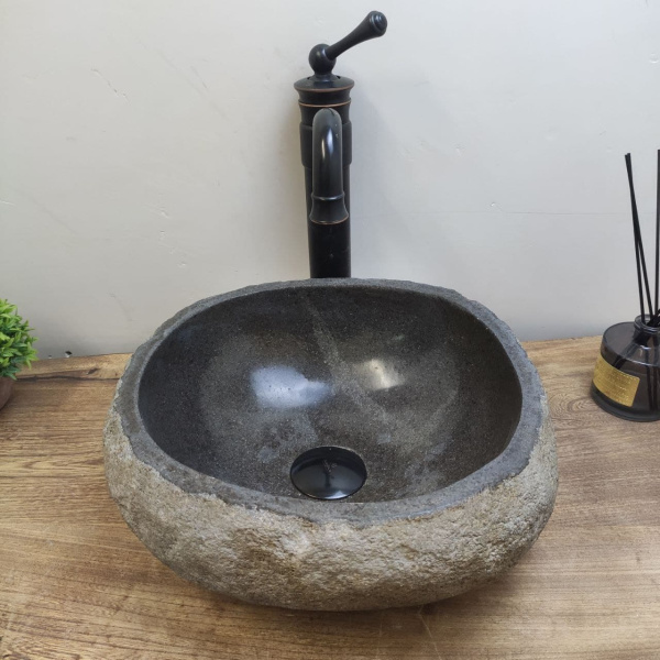 Накладная раковина из речного камня RS01148 (33*34*15) фото