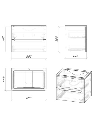 Тумба под раковину Grossman Адель-Норма-70 107017 фото