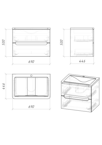Тумба под раковину Grossman Адель-Норма-70 107017 фото