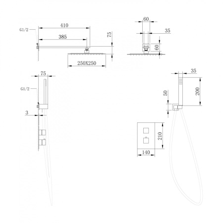 Душевая система скрытого монтажа с термостатом Abber Daheim AF8251 хром фото