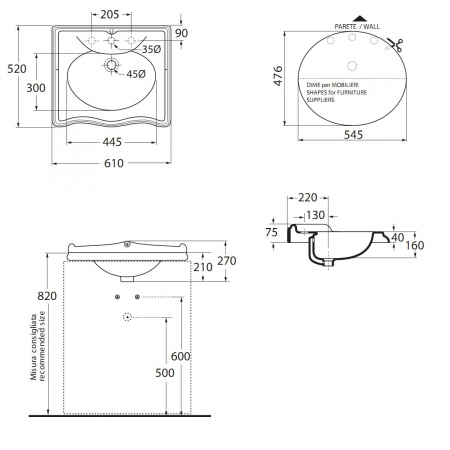 Накладная раковина  Azzurra Jubilaeum JUB700/M bi*1 фото