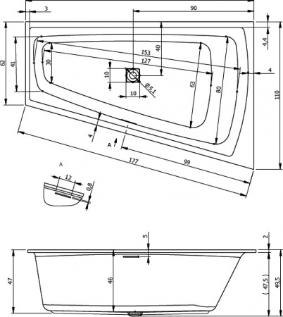 Акриловая ванна Riho Still Smart BR0400500000000 170х110 фото