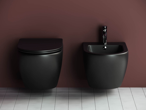 Унитаз подвесной безободковый Ceramica Nova Metropol CN4002MB черный матовый, с сиденьем фото