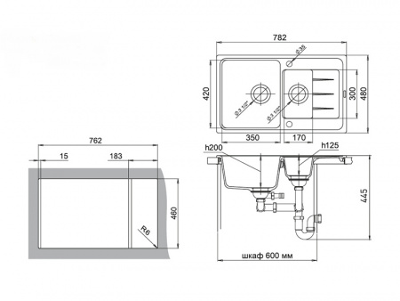 Мойка кухонная Ewigstein Elegant E- 60KF антрацит фото