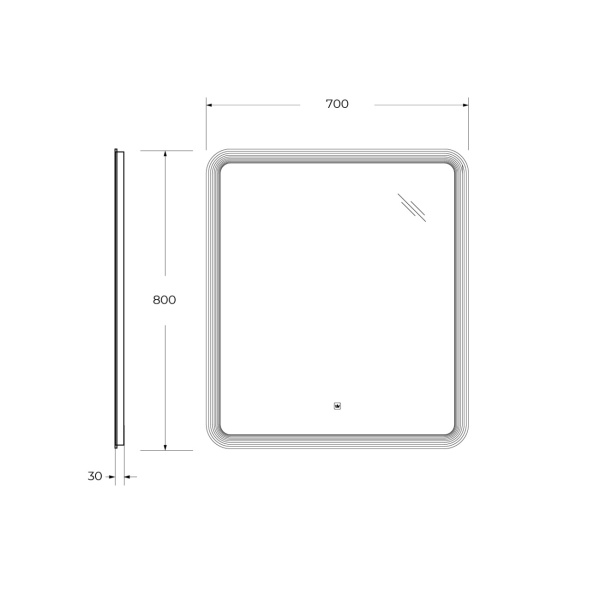 Зеркало с подсветкой и сенсорным выключателем Cezares Duet CZR-SPC-DUET-700-800-LED-TCH 70x80 фото