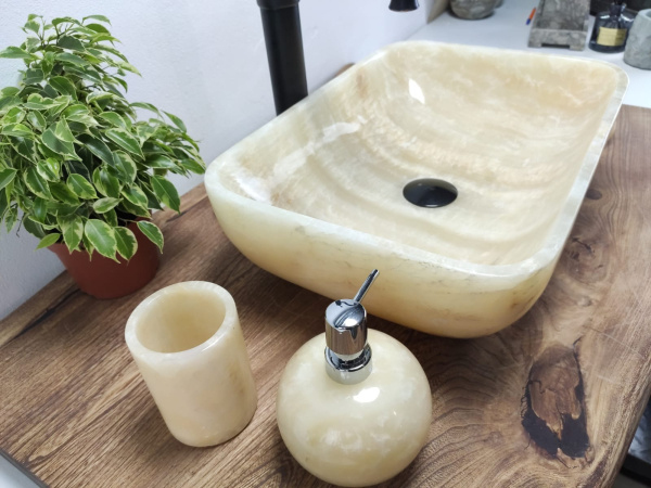 Накладная раковина из оникса Square Yellow SO-01016 (47*33*14см) 01016 фото