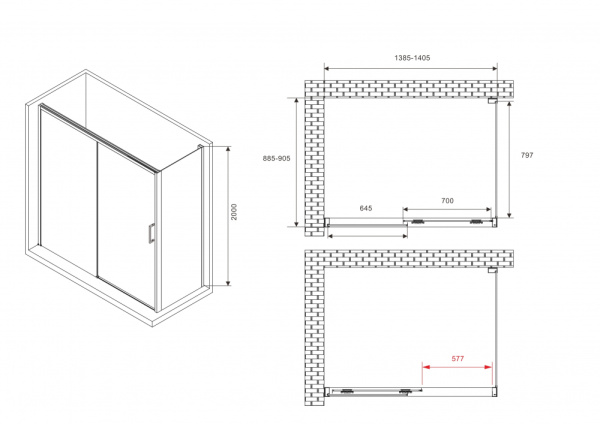 Душевой уголок ABBER Komfort AG93140B-S92B 140x90 фото